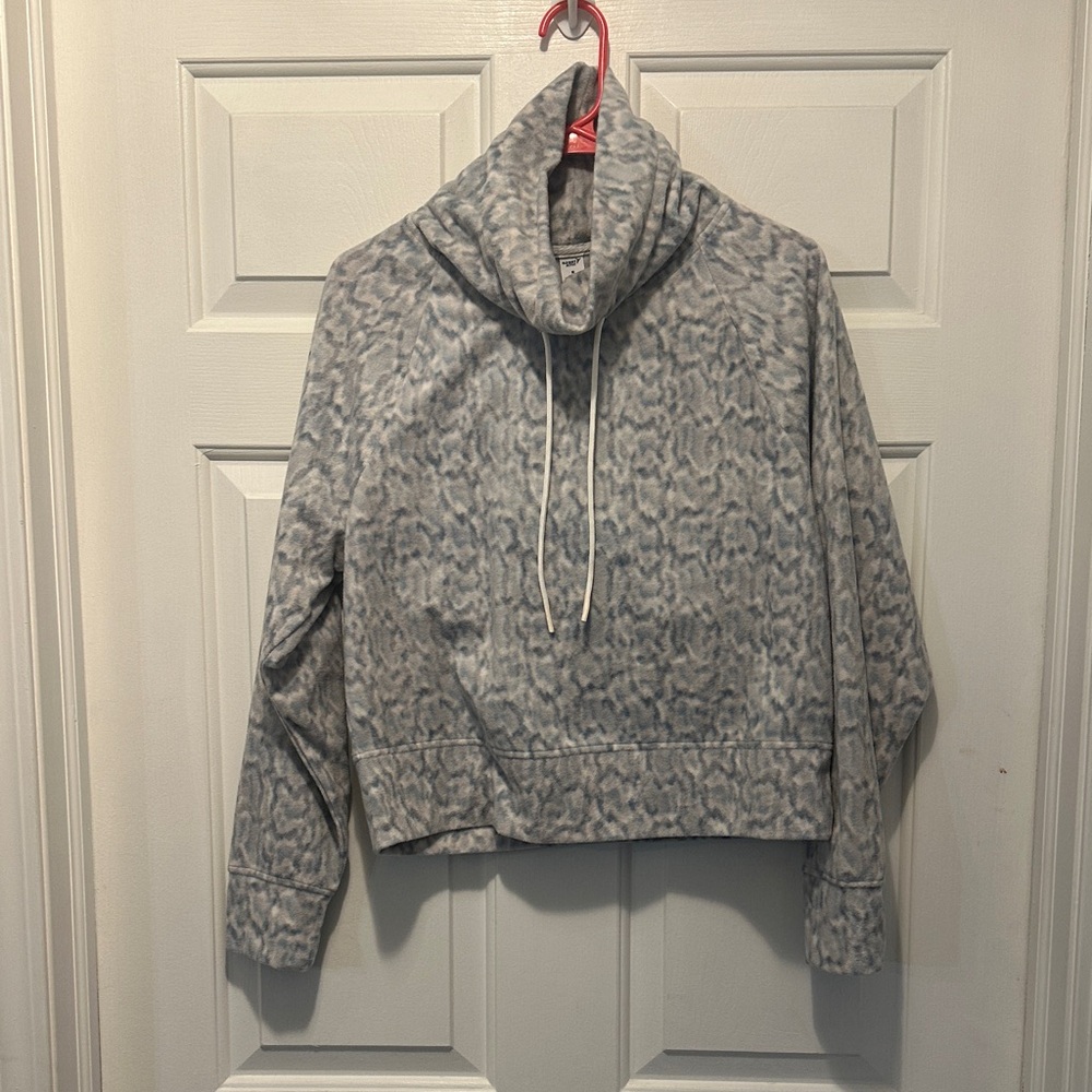 Gray Patterned Cowl Neck Fleece